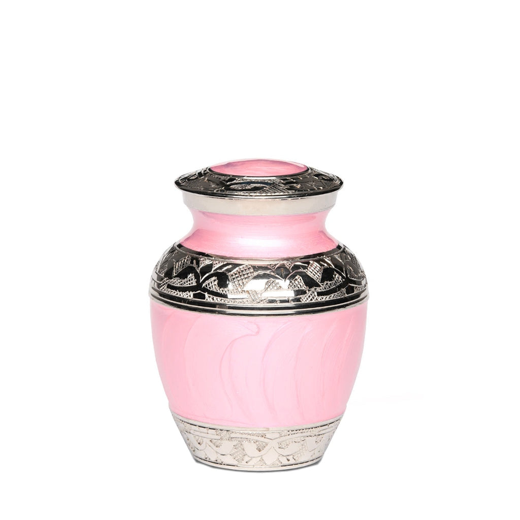 EXTRA SMALL Nickel Plated Brass Urn -1528- Fleur-de-Lis Pink
