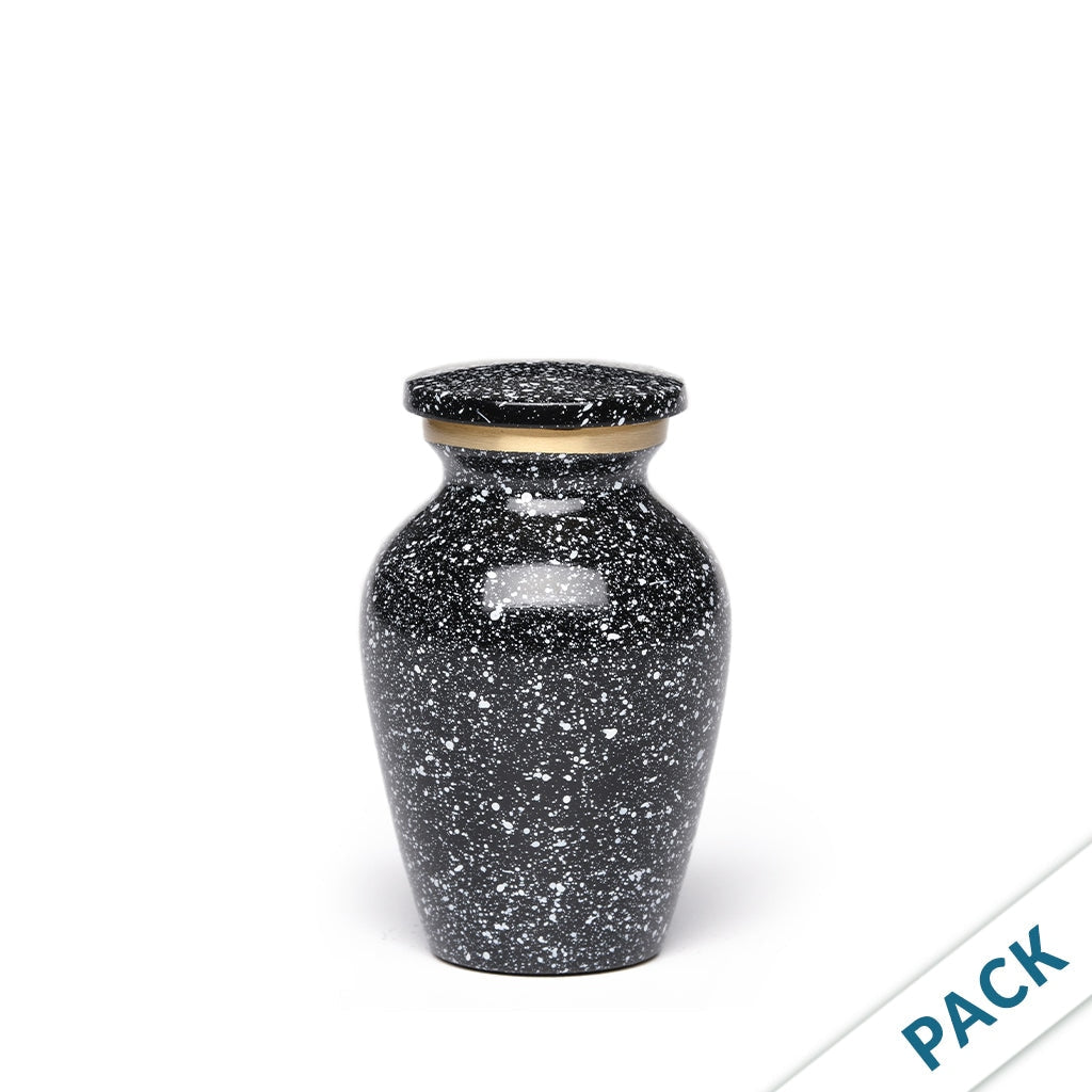 KEEPSAKE Brass urn -1541- Speckled Finish - Pack of 10 Black & White