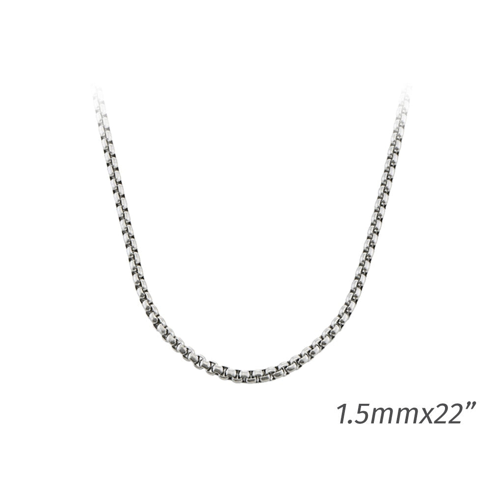 Silver-Tone Box Chain - 1.5 Mm X 22 Length 1.5Mm In