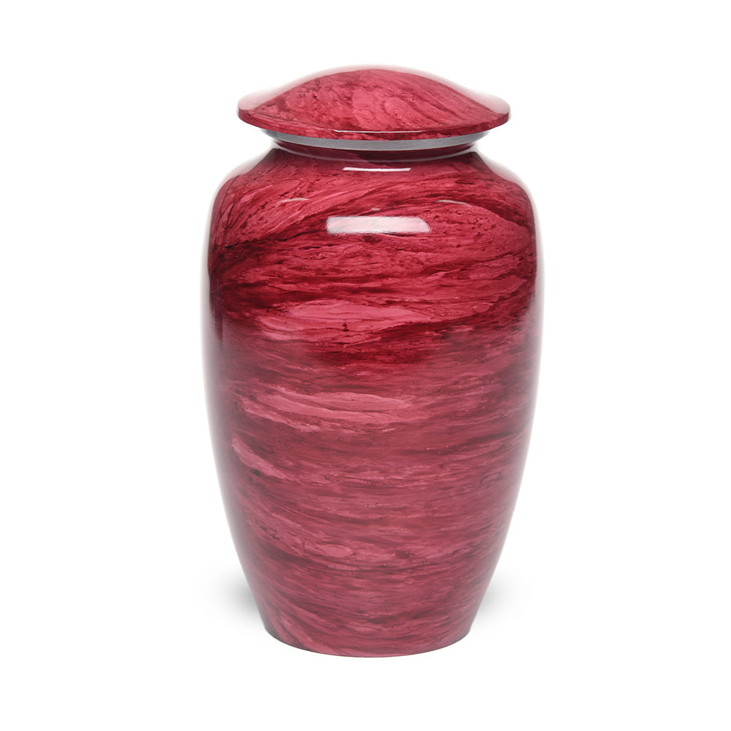 Adult Painted Speckled pattern Brass Urn | Red | Bogati Urn Company