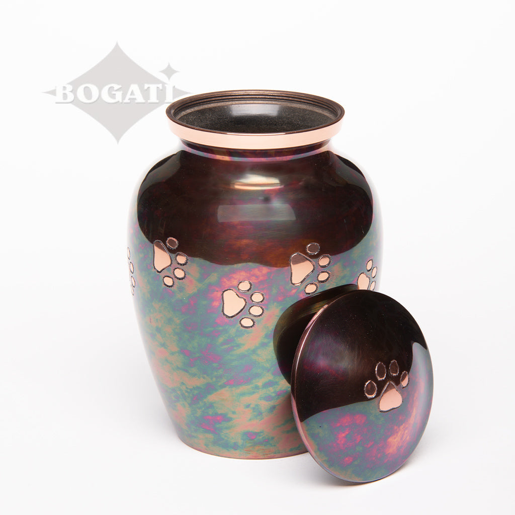 MEDIUM Brass Pet Urn -1649 "Forever Paw" - Raku finish