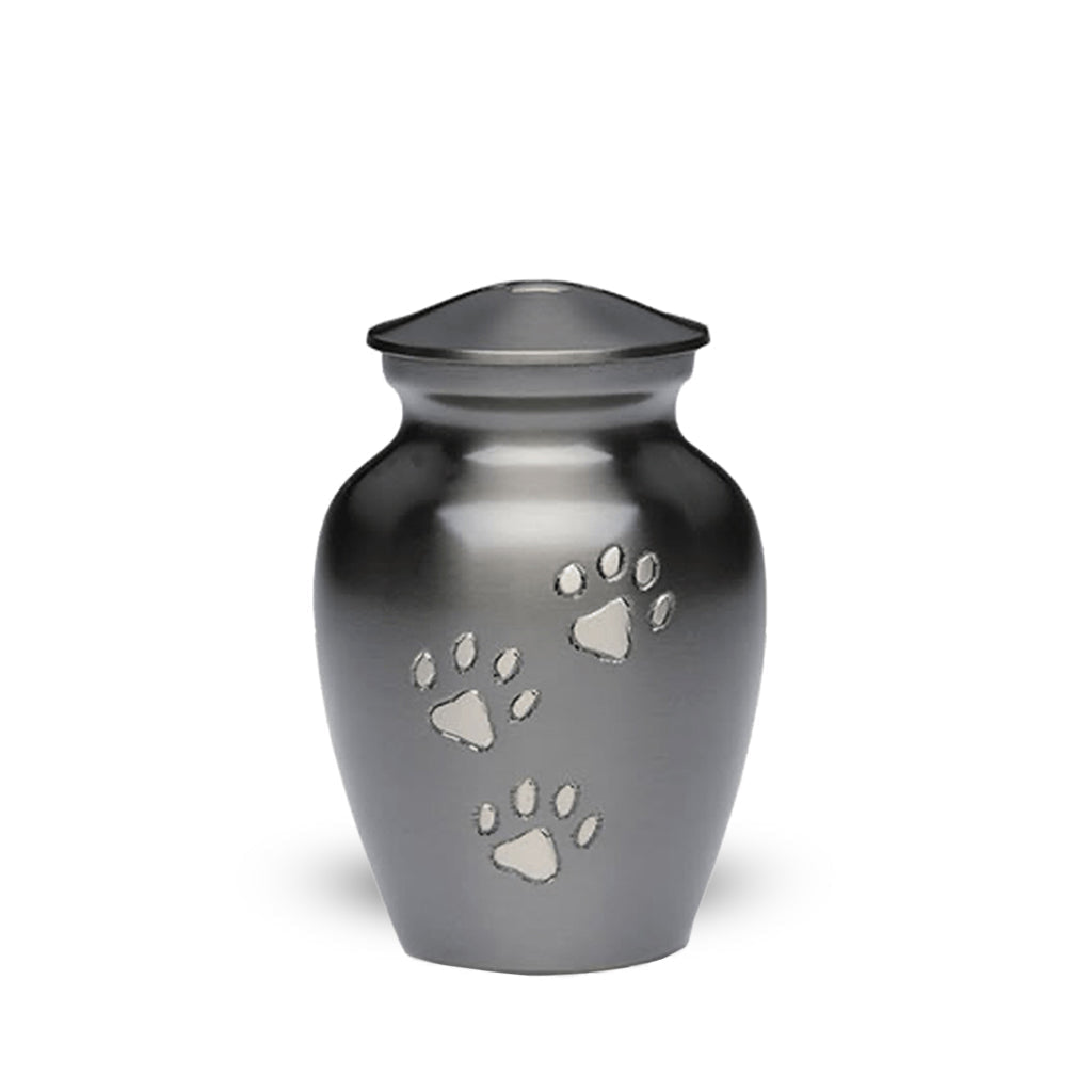 EXTRA SMALL Brass Pet Urn - "Paws to Heaven" Slate-Silver