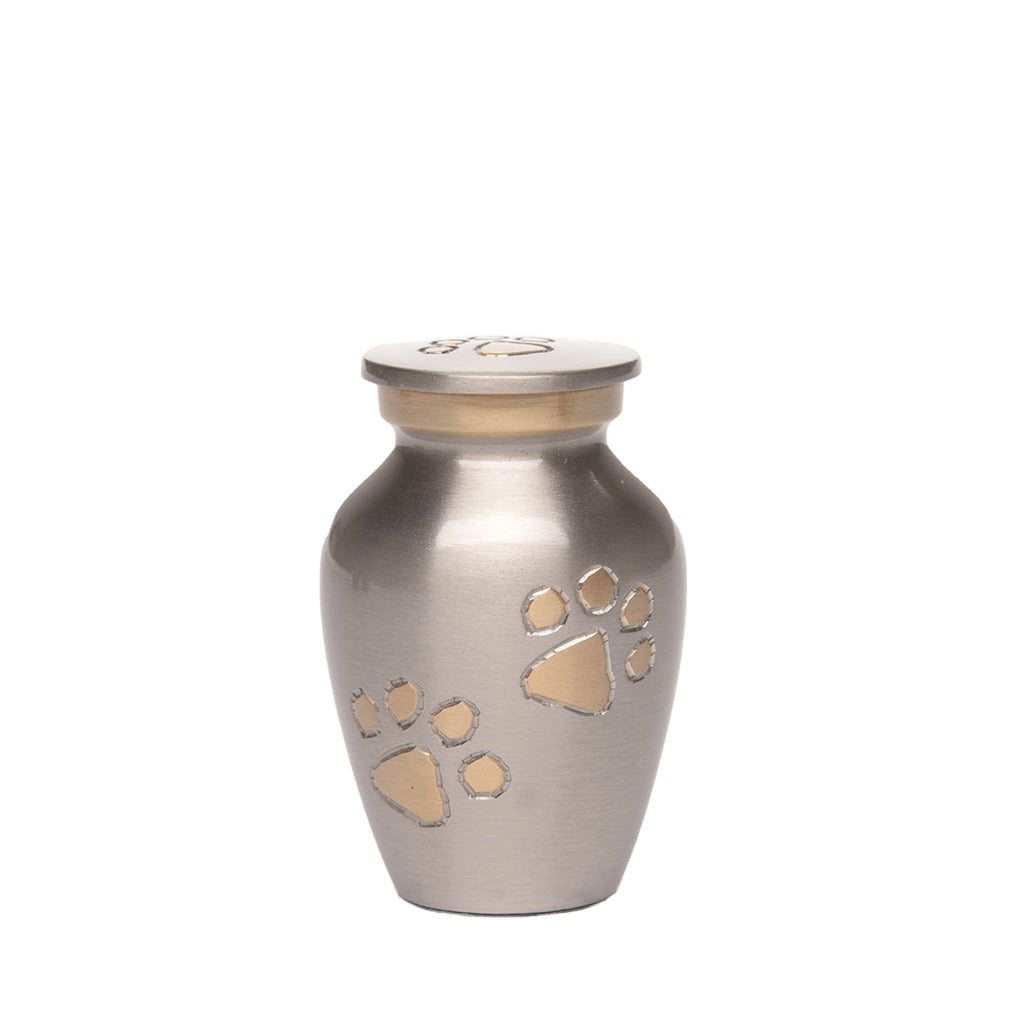 KEEPSAKE Brass Pet Urn - "Paws to Heaven" Pewter