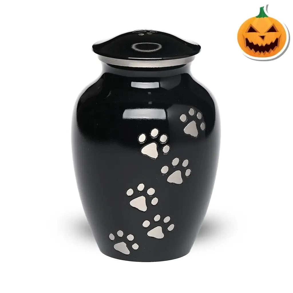 LARGE Brass Pet Urn - "Paws to Heaven" Black-Silver