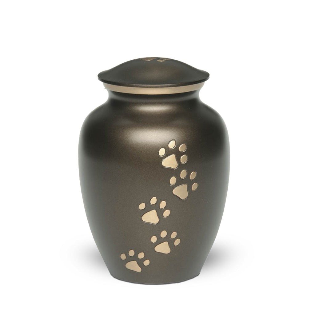 MEDIUM Brass Pet Urn -"Paws to Heaven" Brown-Gold