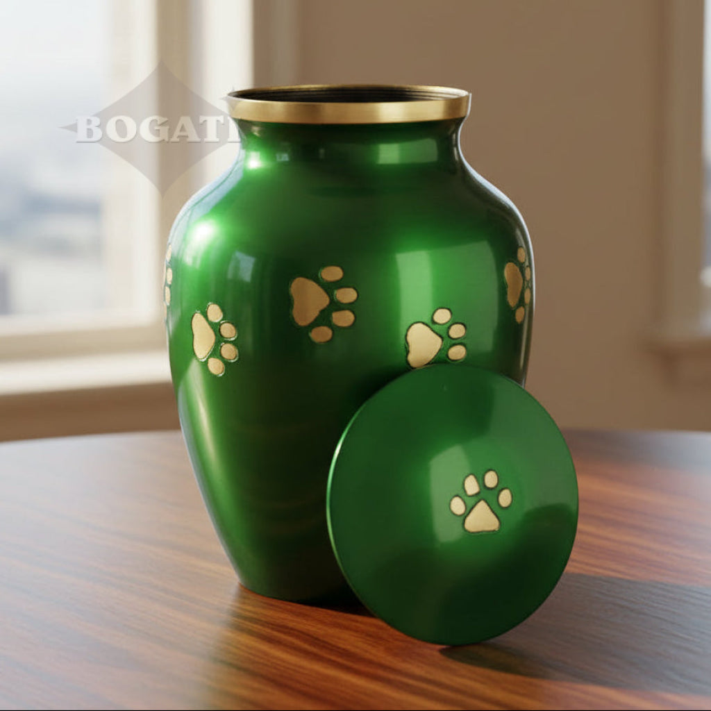 LARGE Brass Pet Urn - "Forever Paw"