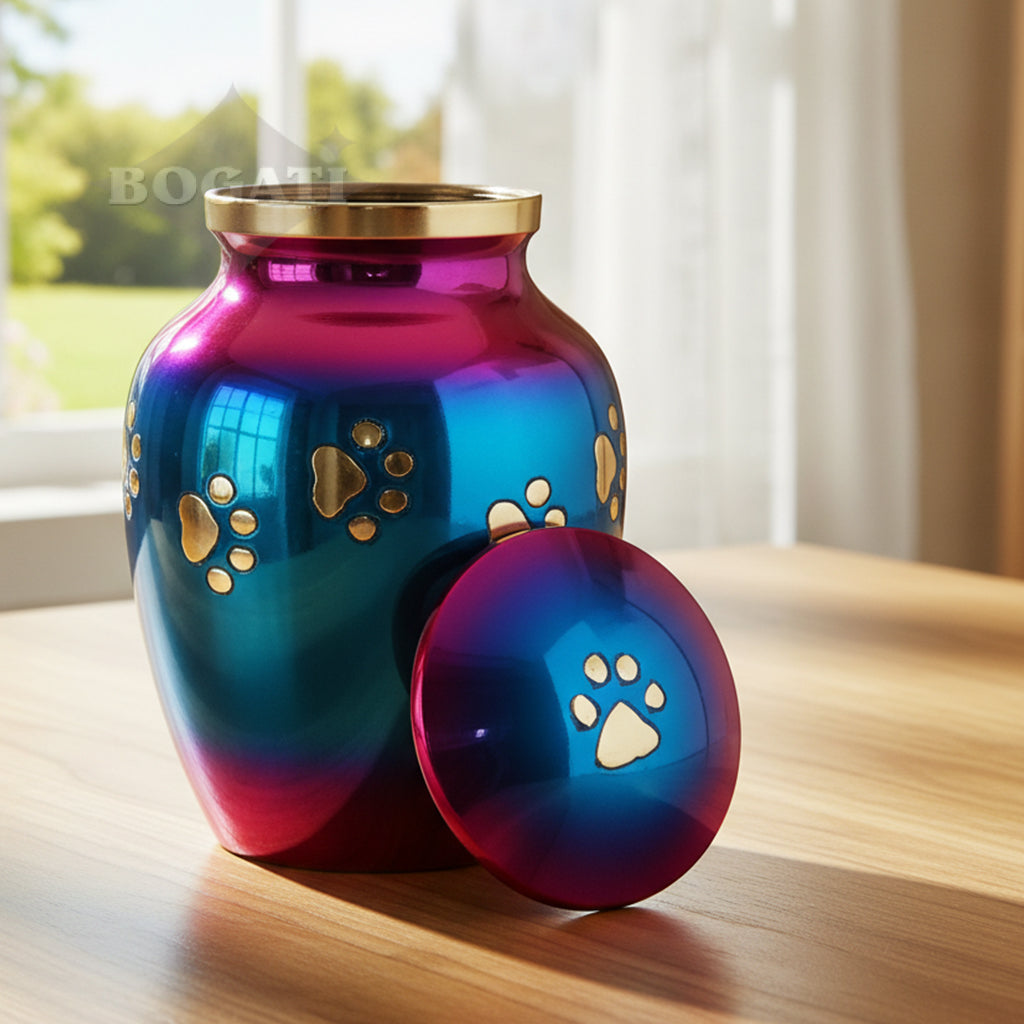 SMALL Brass Pet Urn - "Forever Paw"