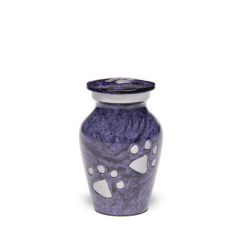 KEEPSAKE Alloy Pet Urn - 1658 "Paws to Heaven" - Marbled Stone Finish Purple