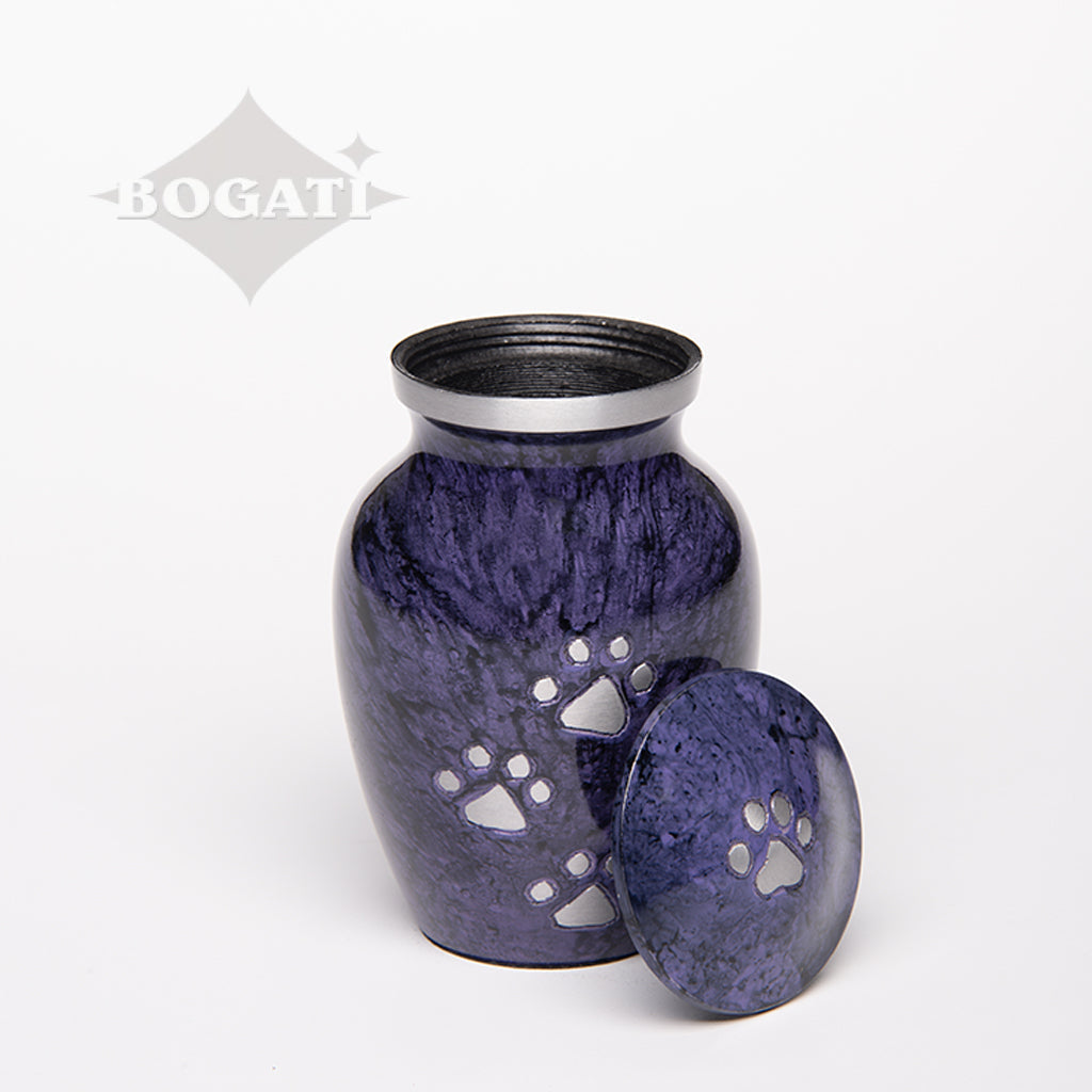 EXTRA SMALL Alloy Pet Urn - 1658 "Paws to Heaven" - Marbled Stone Finish