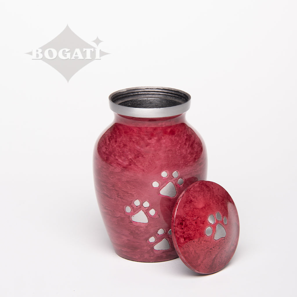 EXTRA SMALL Alloy Pet Urn - 1658 "Paws to Heaven" - Marbled Stone Finish