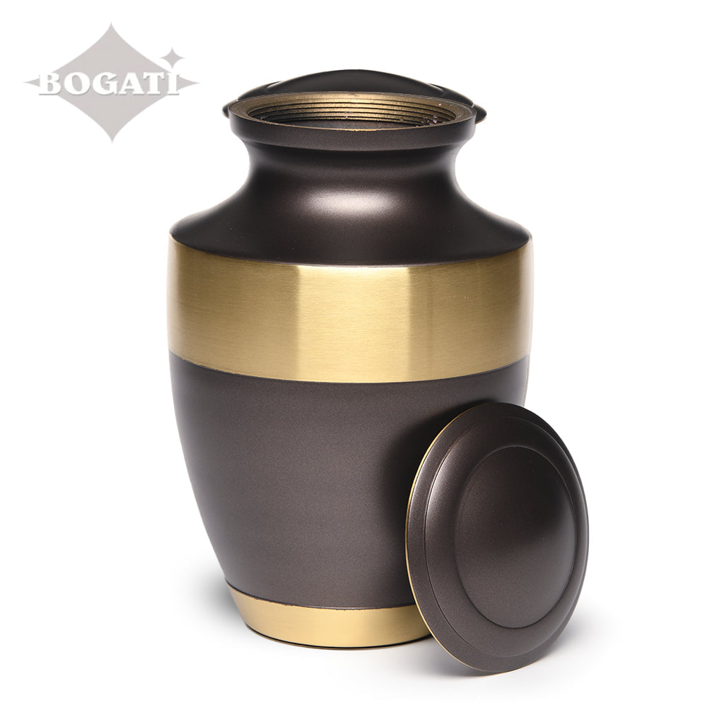 ADULT - Brass Urn -1673- Sparta Deep Brown with Brass Bands