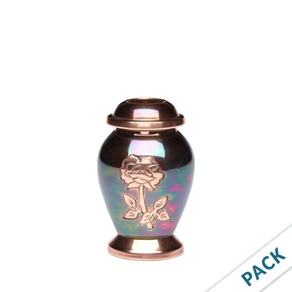 KEEPSAKE - Brass Urn -1958- Iridescent Copper Overlay - Pack of 10 Rose