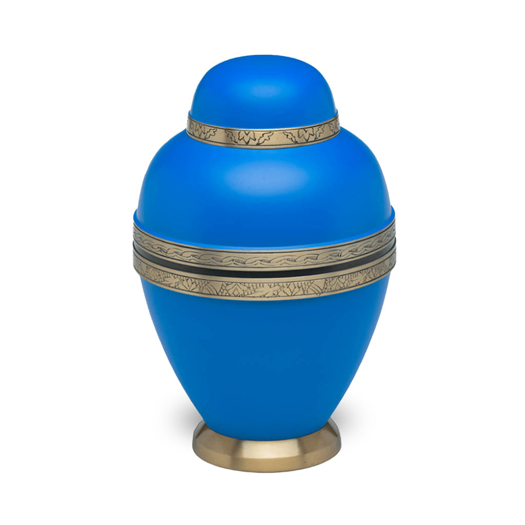 CLEARANCE ~ADULT Brass Urn -1962- Dome Top Deep Blue Sea