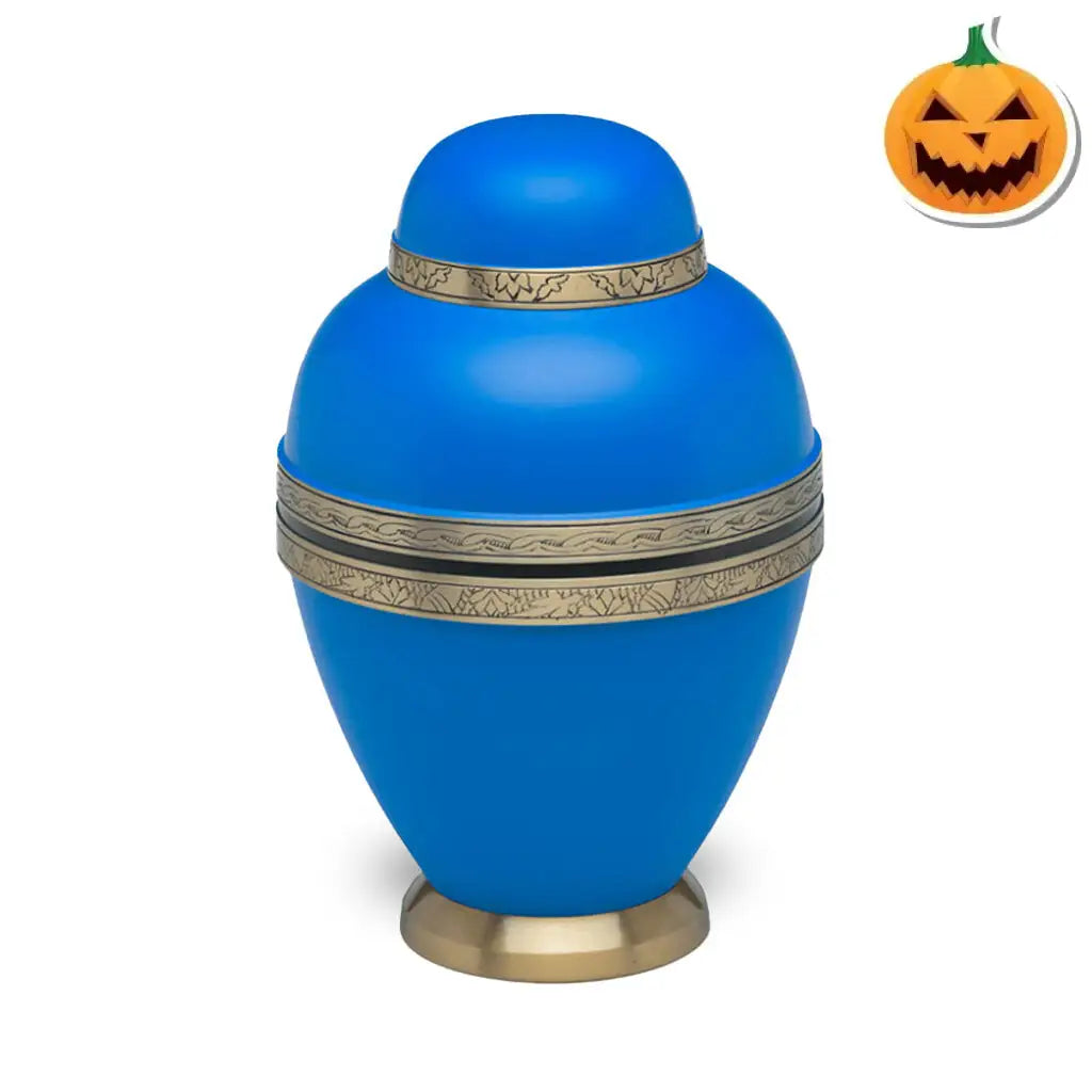 CLEARANCE ~ADULT Brass Urn -1962- Dome Top Deep Blue Sea