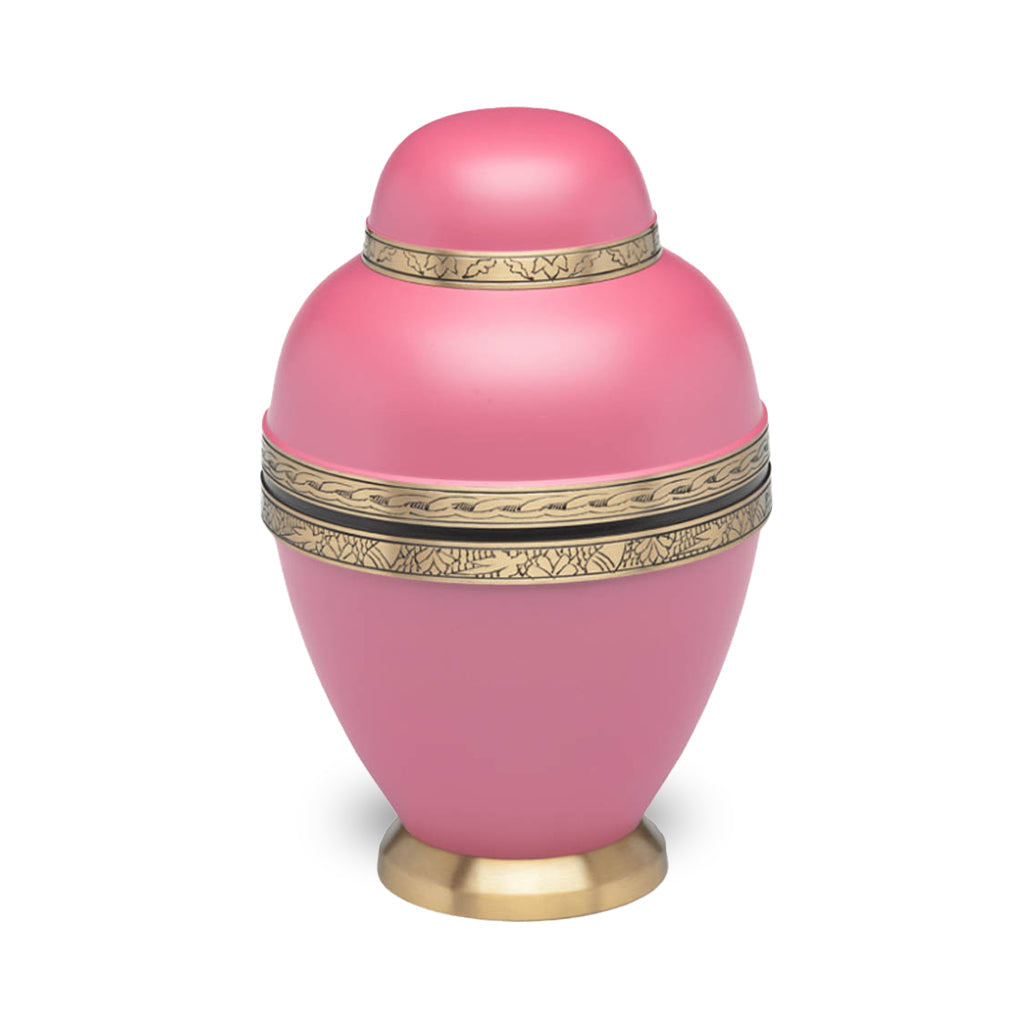 CLEARANCE ~ADULT Brass Urn -1962- Dome Top Pink Sunset