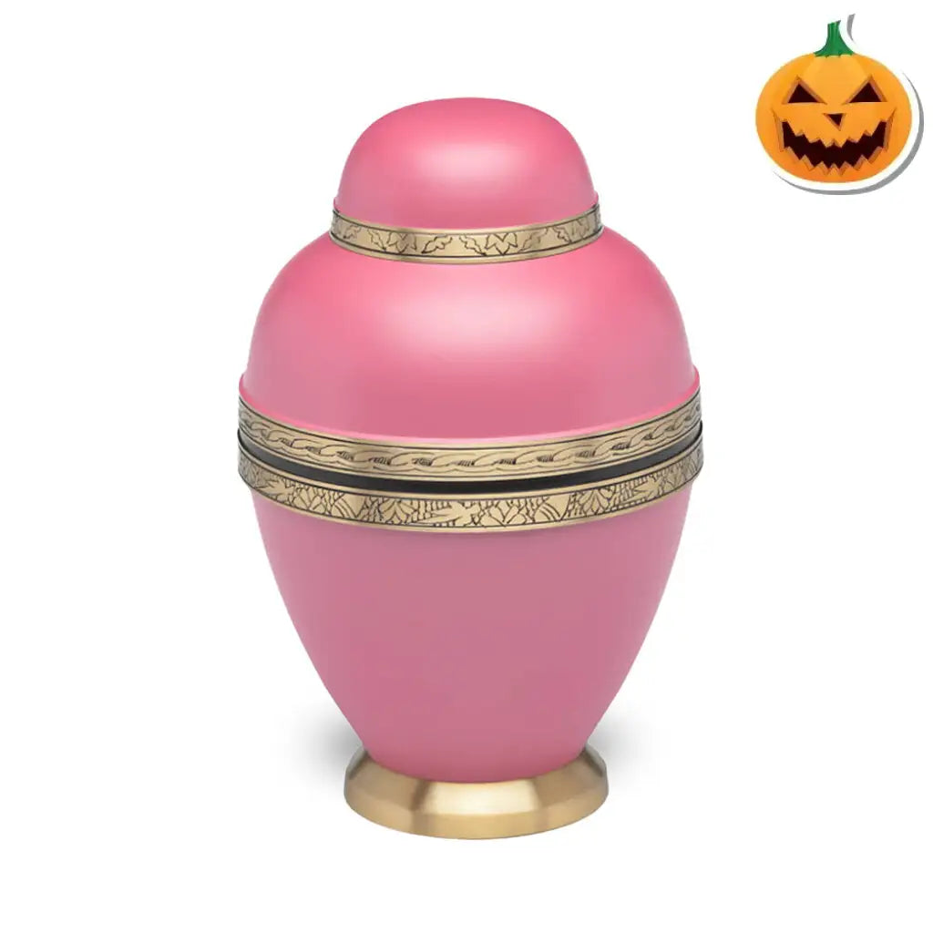 CLEARANCE ~ADULT Brass Urn -1962- Dome Top Pink Sunset
