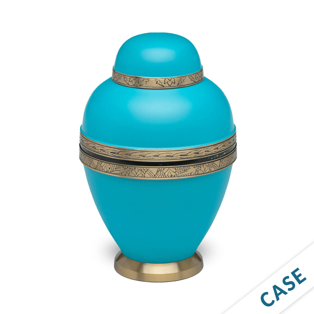 CLEARANCE ~ADULT Brass Urn -1962- Dome Top - Case of 6 Turquoise