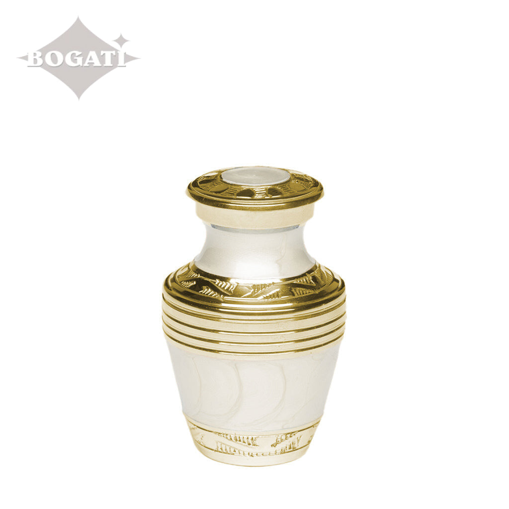 KEEPSAKE Nickel Plated Brass Urn -1963- Enamel finish with Silver Bands