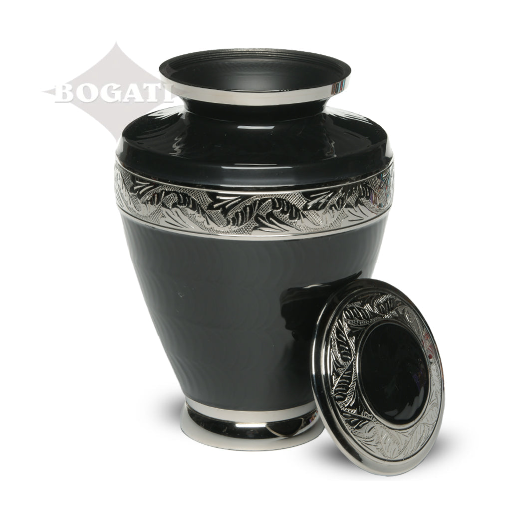 ADULT Brass Urn -1964- Enamel Overlay - Silver-tone bands