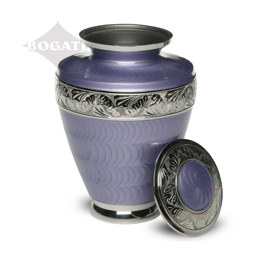 ADULT Brass Urn -1964- Enamel Overlay - Silver-tone bands