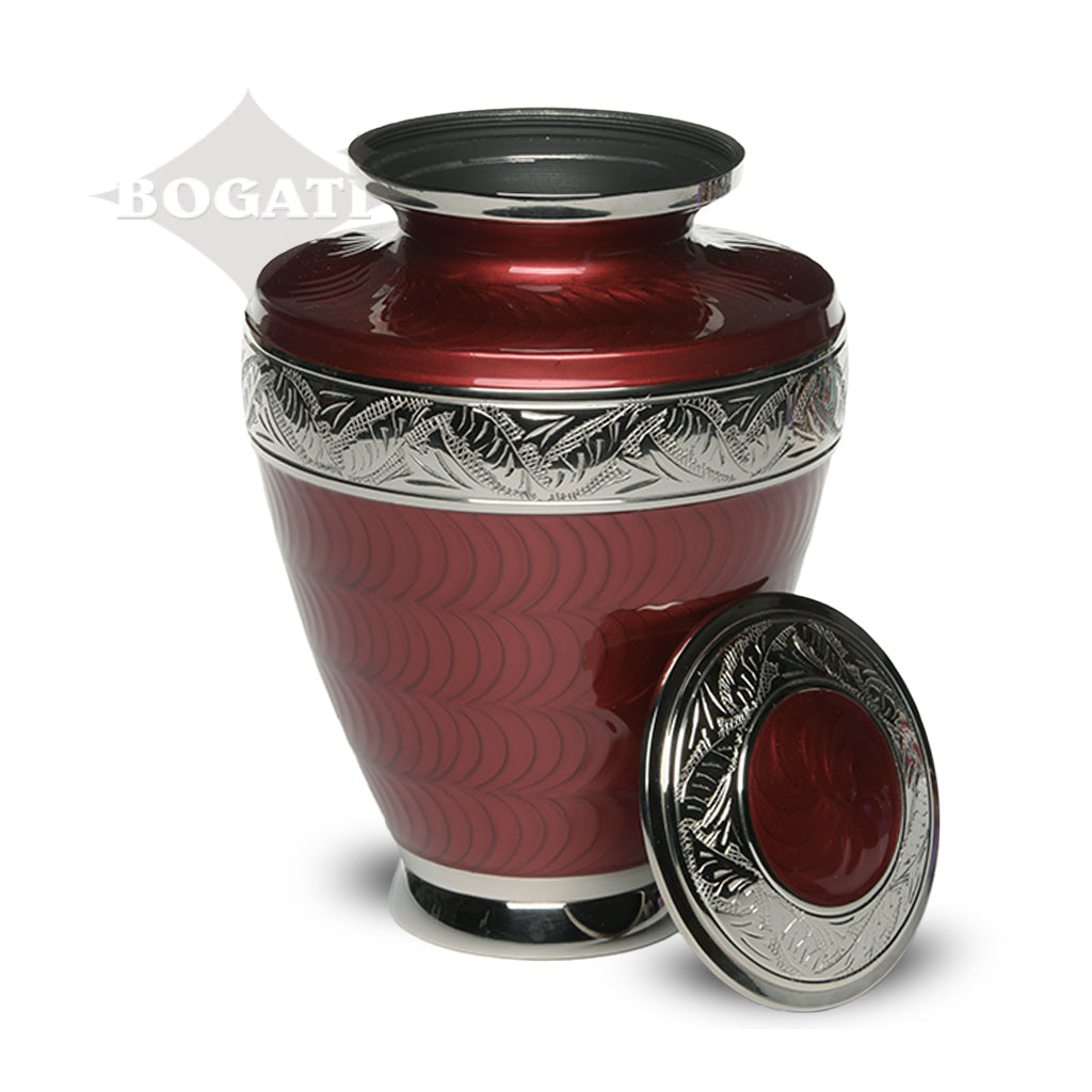 ADULT Brass Urn -1964- Enamel Overlay - Silver-tone bands