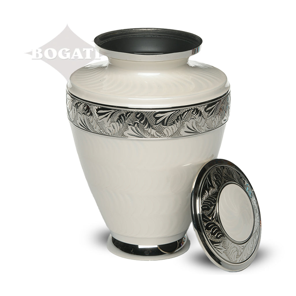 ADULT Brass Urn -1964- Enamel Overlay - Silver-tone bands