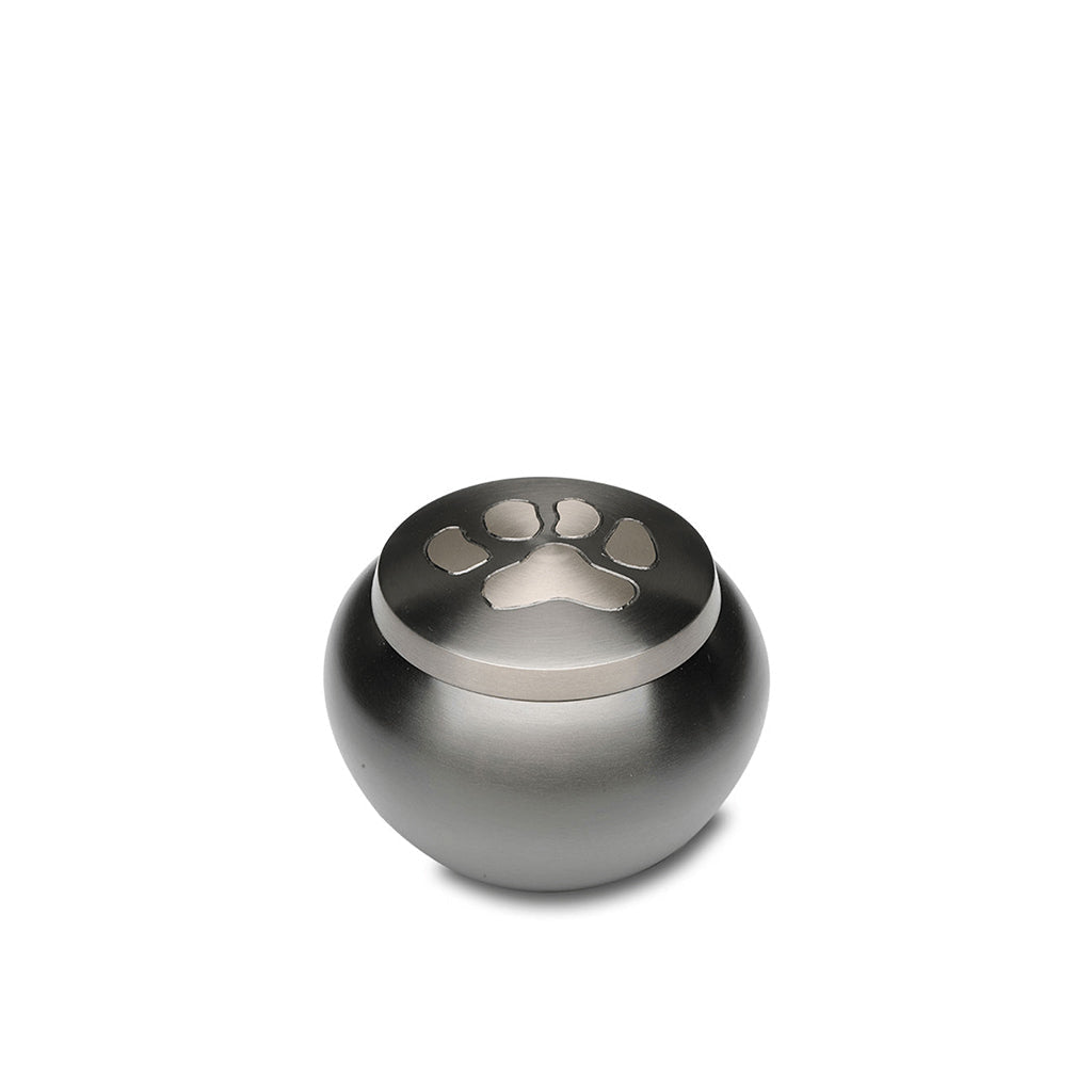 SMALL Brass "Journey" Pet Urn -2010- Single Paw Print - Slate finish