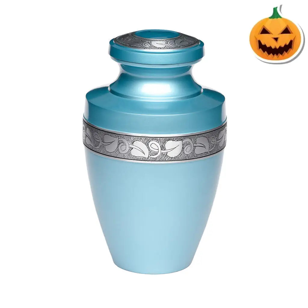 ADULT - Alloy Urn -2116- Grecian with Bogati Jasmine Border Blue