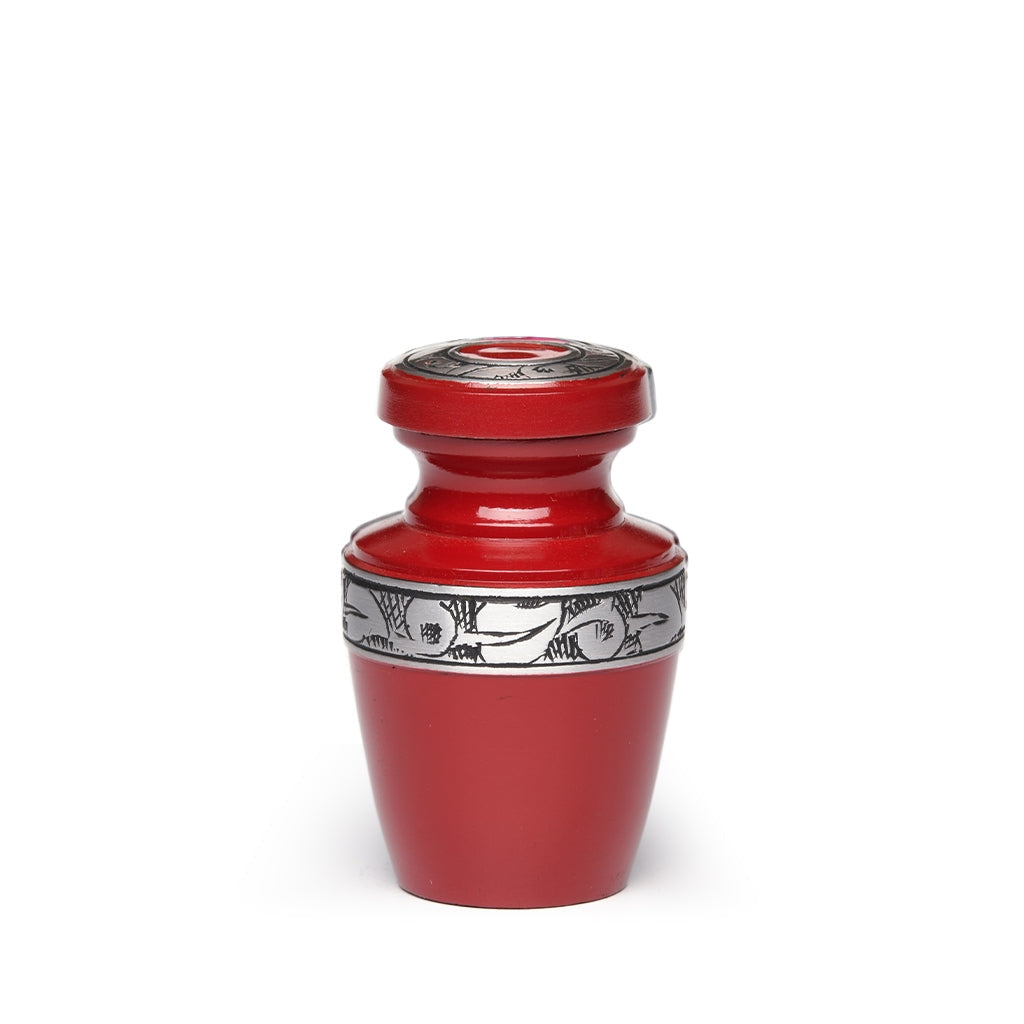 KEEPSAKE - Alloy Urn -2116- Grecian with Bogati Jasmine Border Red