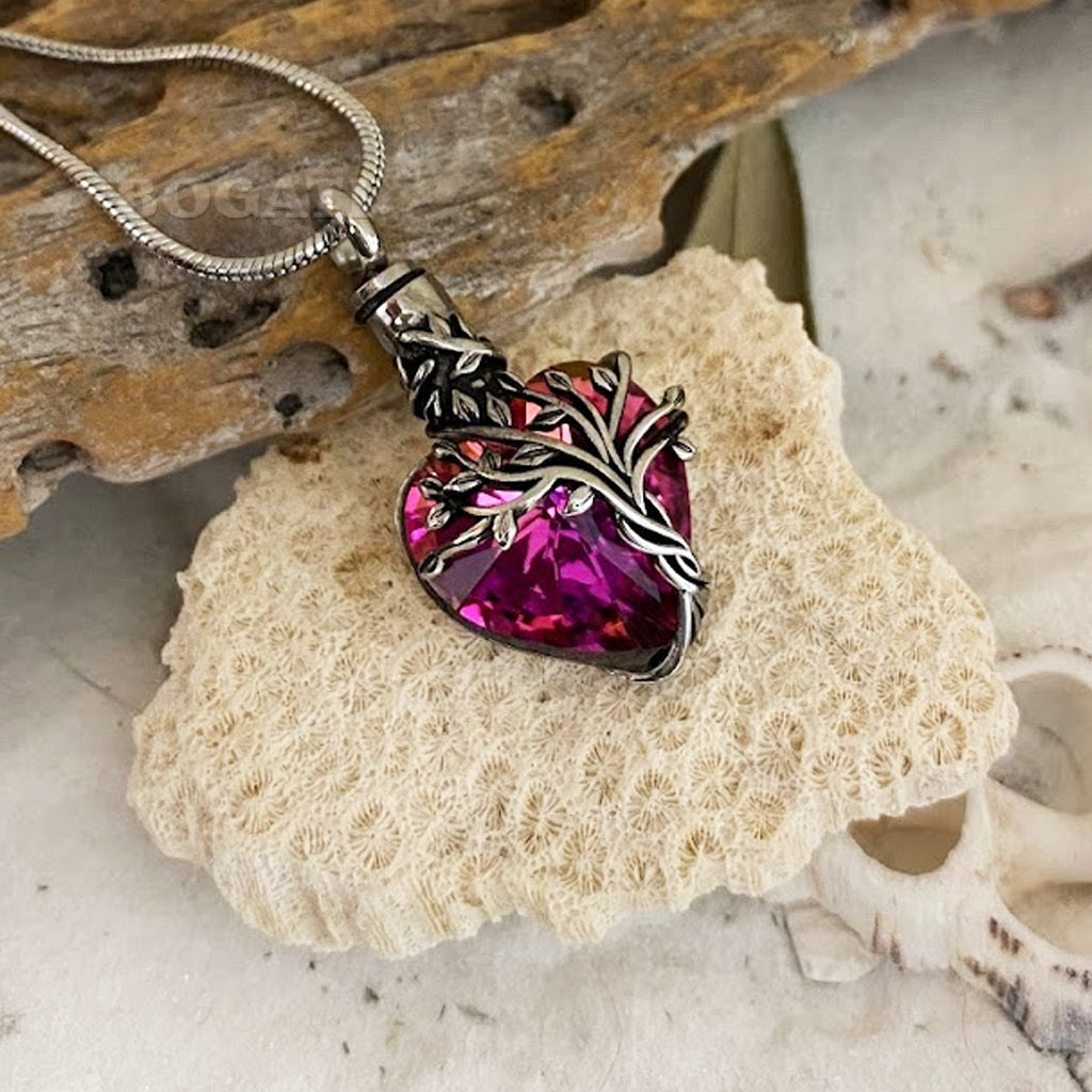 Tree of Life Sparkle Glass Heart | Bogati Urn Company