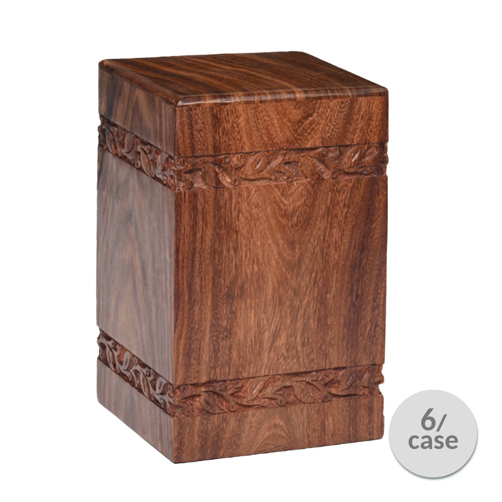 ADULT - Rosewood Tower Urn -2733- Border w/blank panels -Case of 6