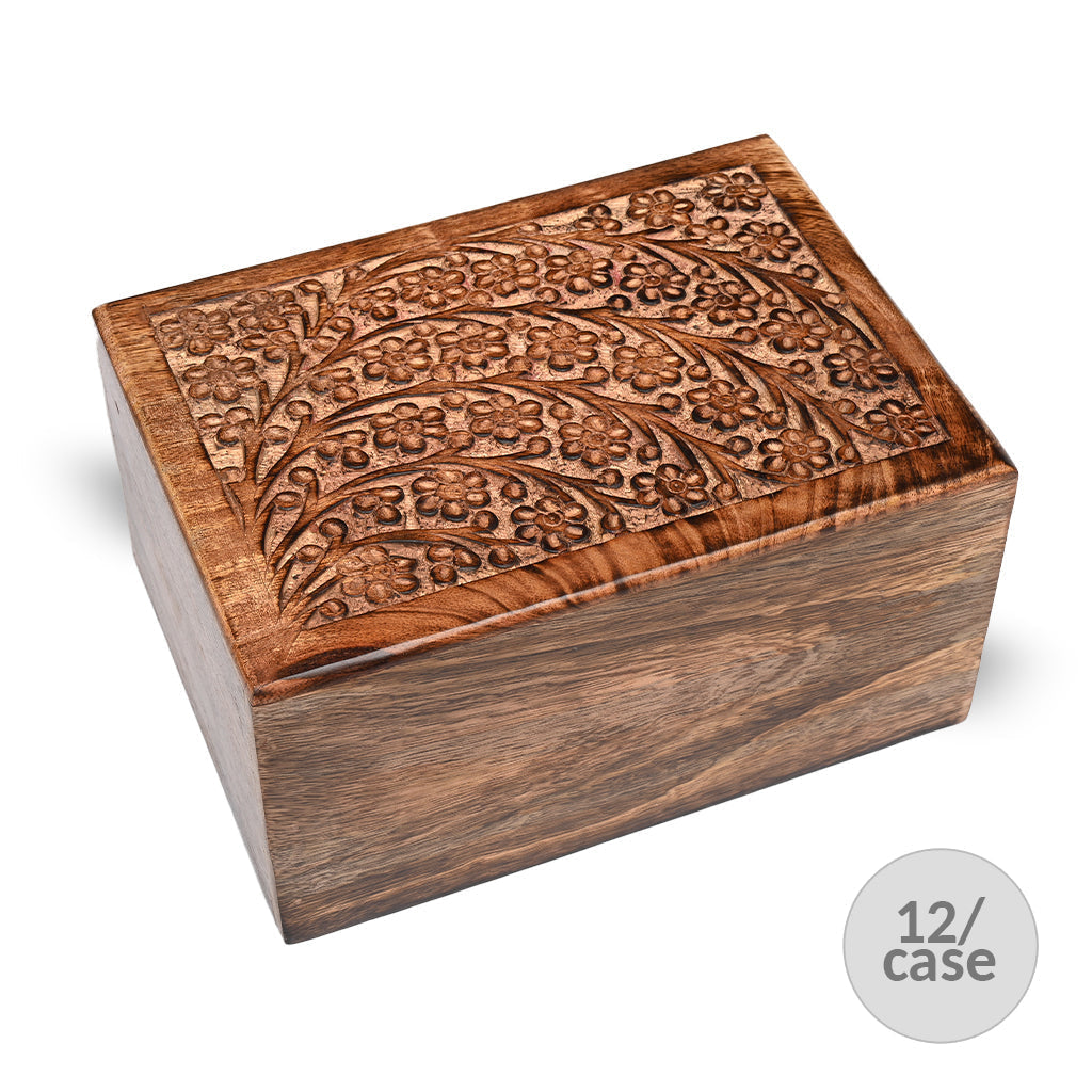 LARGE Mango wood Urn -2820 - Tree of Life - Case of 12