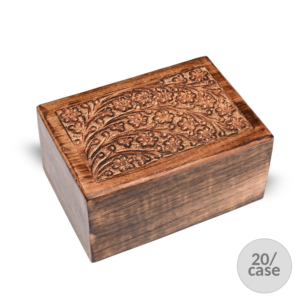 MEDIUM Mango wood Urn -2820 - Tree of Life - Case of 20