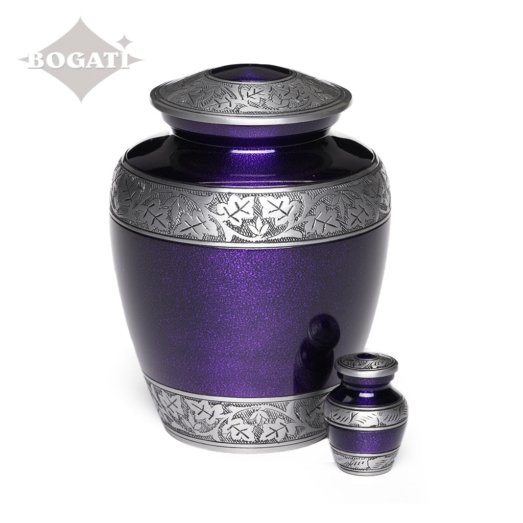 CLEARANCE - KEEPSAKE- Alloy Urn -3246– PURPLE with VINE BAND