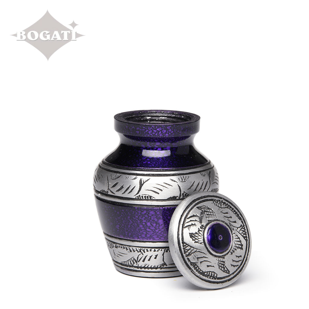 CLEARANCE - KEEPSAKE- Alloy Urn -3246– PURPLE with VINE BAND
