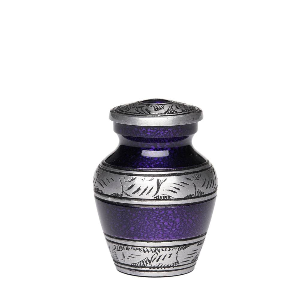 CLEARANCE - KEEPSAKE- Alloy Urn -3246– PURPLE with VINE BAND