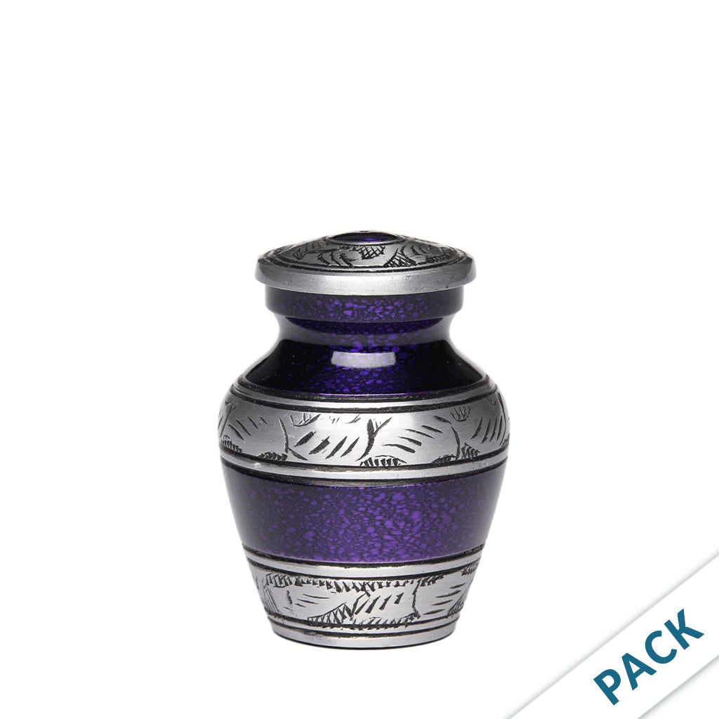 CLEARANCE - KEEPSAKE- Alloy Urn -3246– PURPLE with VINE BAND - Pack of 10