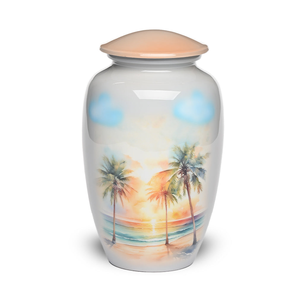 ADULT - Alloy Urn -3374- Palm Trees at Sunset