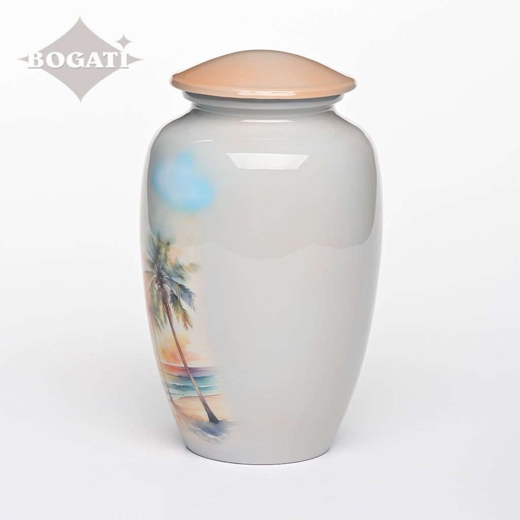 ADULT - Alloy Urn -3374- Palm Trees at Sunset