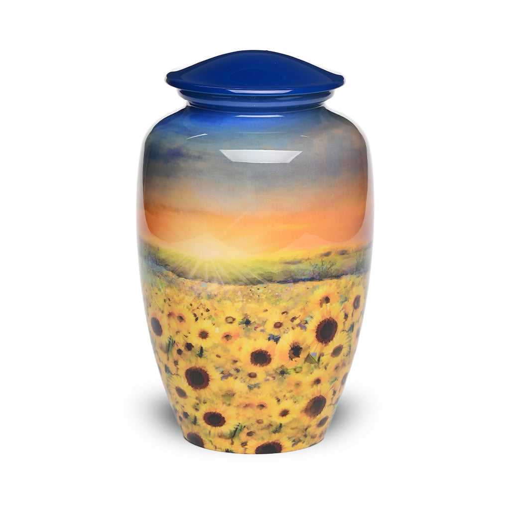 ADULT - Alloy Urn -3372- Sunflower Field at Sunset