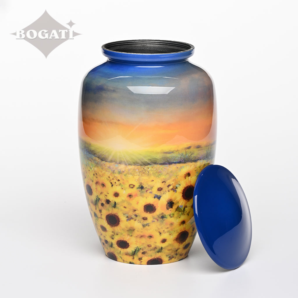 ADULT - Alloy Urn -3372- Sunflower Field at Sunset