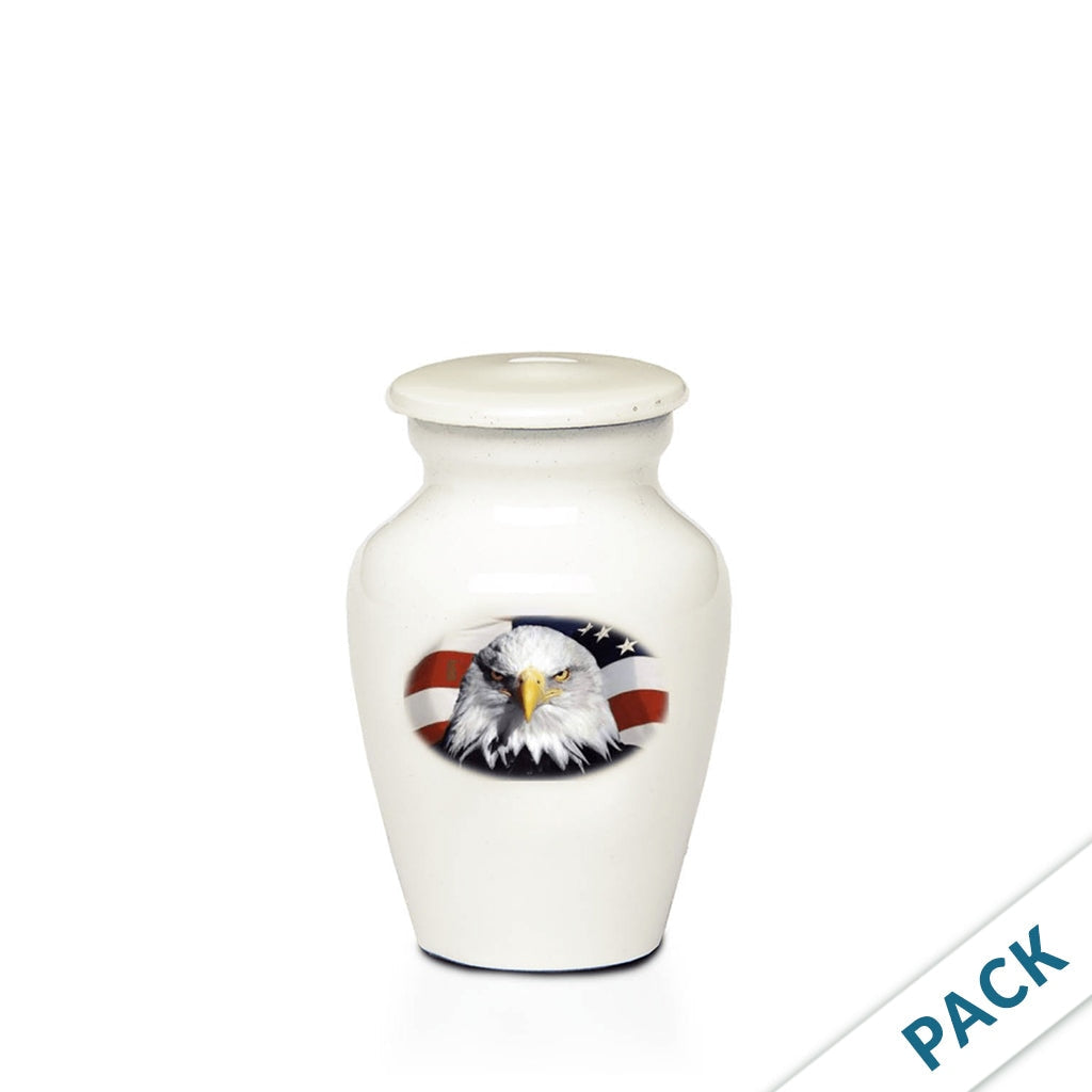 KEEPSAKE -Classic Alloy Urn - 4000 Series – WHITE with Illustration - Pack of 10 American Eagle