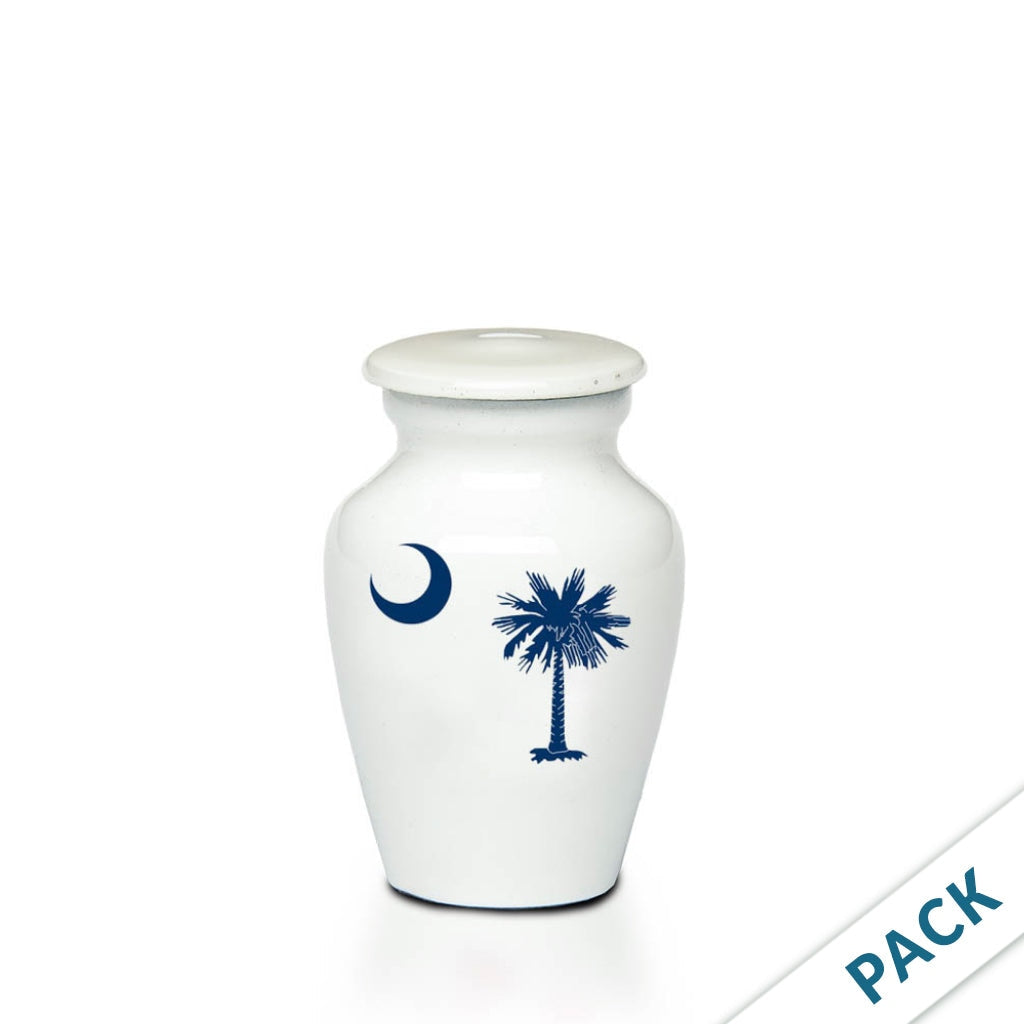 KEEPSAKE -Classic Alloy Urn - 4000 Series – WHITE with Illustration - Pack of 10 South Carolina