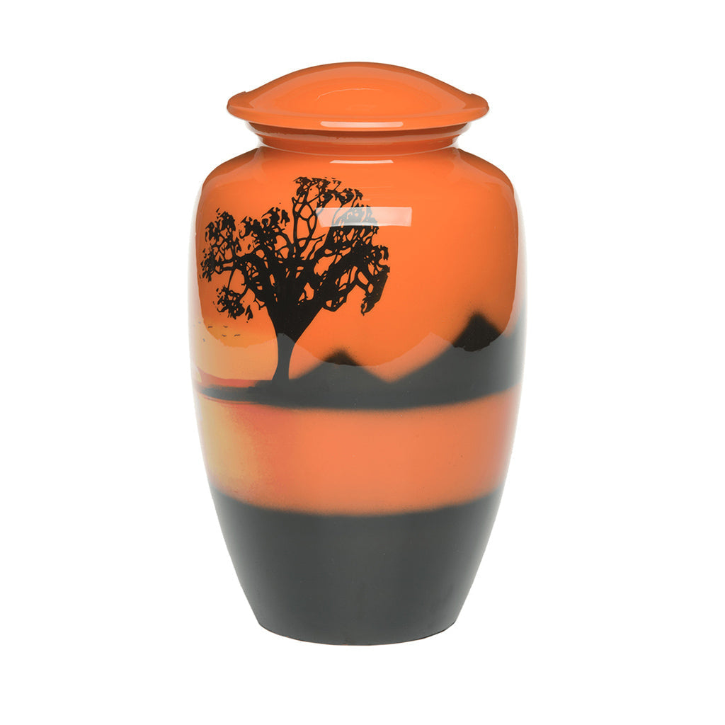 IMPERFECT SELECTION- ADULT -Classic Alloy Urn -4010– ORANGE SUNSET