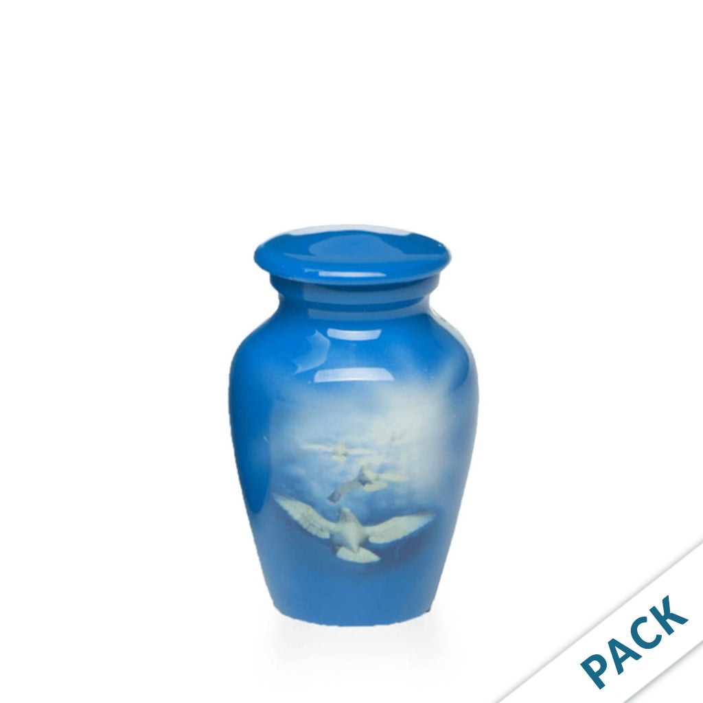 KEEPSAKE -Classic Alloy Urn -4010 - BLUE SKY with DOVES - Pack of 10
