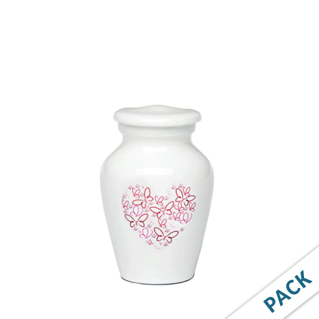 KEEPSAKE - Powder Coated Alloy Urn -4123- Heart with Butterflies - Pack of 10