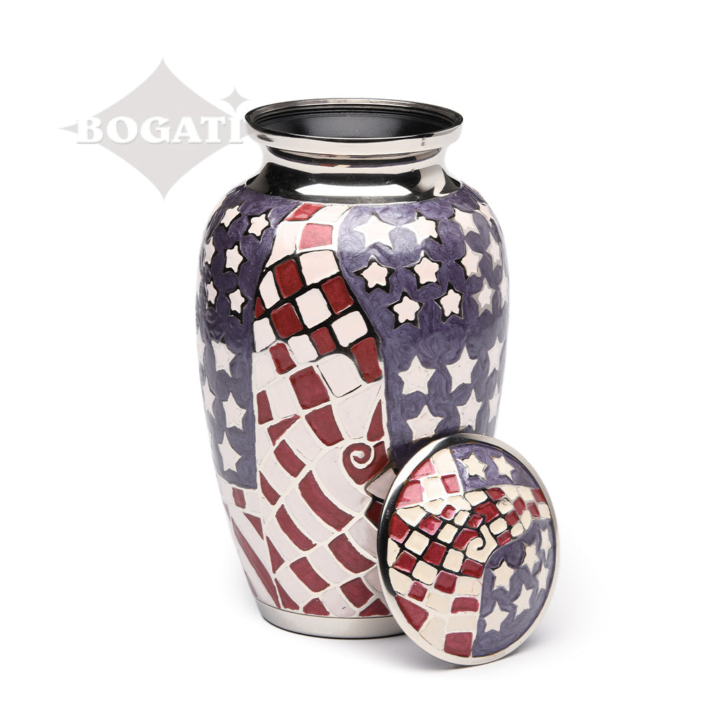 ADULT Brass urn -5-1515 - Stars & Squares Urn - Case of 4