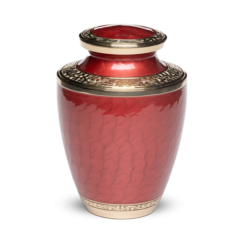 ADULT - Nickel plated Brass Urn Enamel 5-55 Red / Gold-Bands