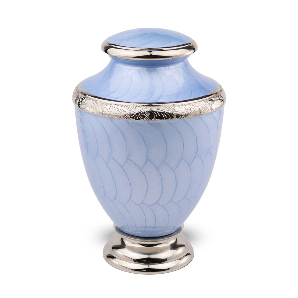 ADULT Brass-Alloy Urn -5600- Nickel Plated Brass & Enamel Blue