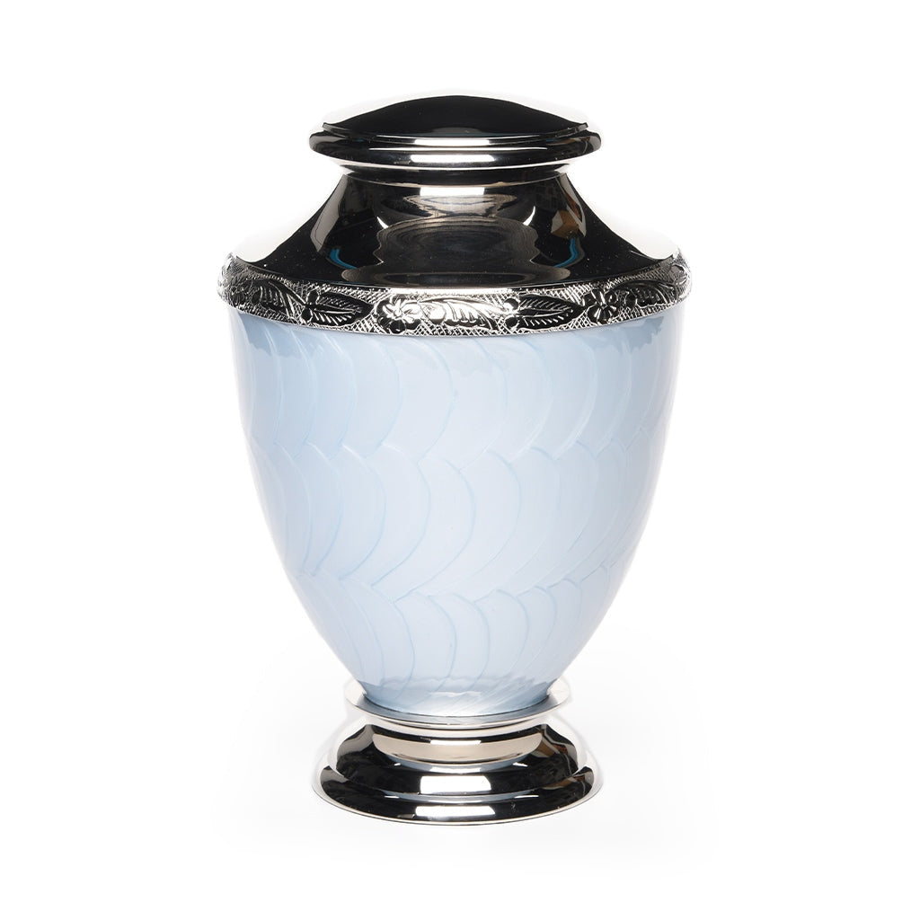 ADULT Brass-Alloy Urn -5600- Nickel Plated Brass & Enamel Blue